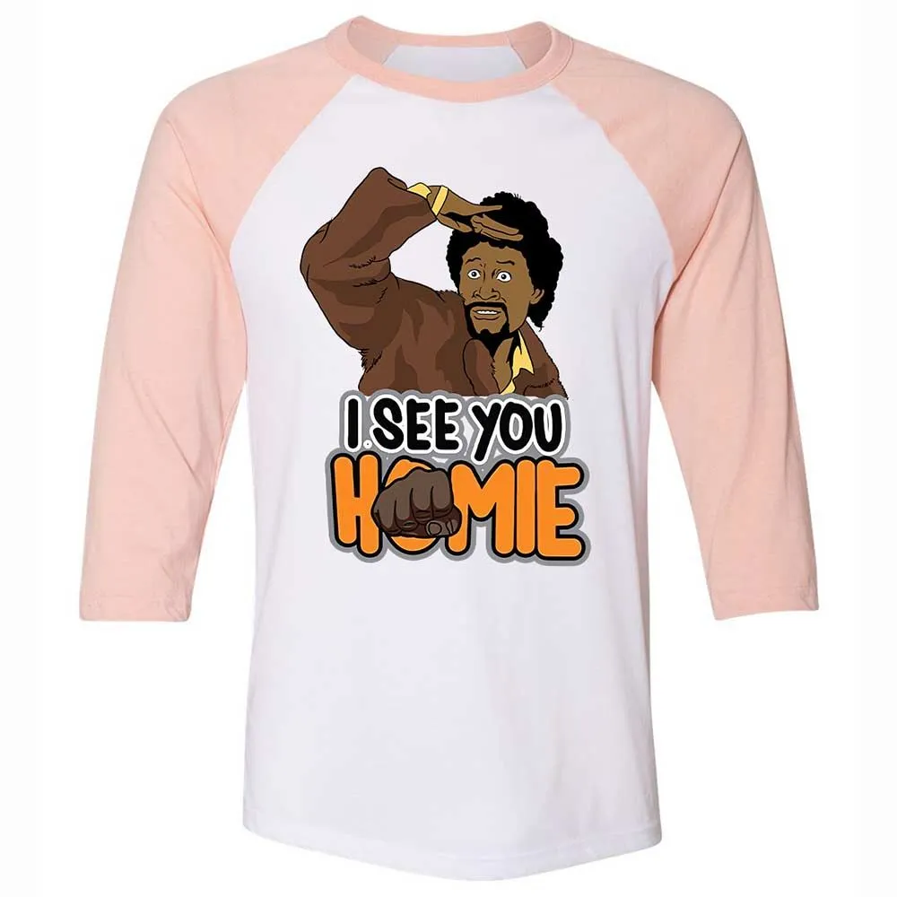Unisex 3/4 Baseball Tee - B94MZM22 - White/Heather Peach - 5