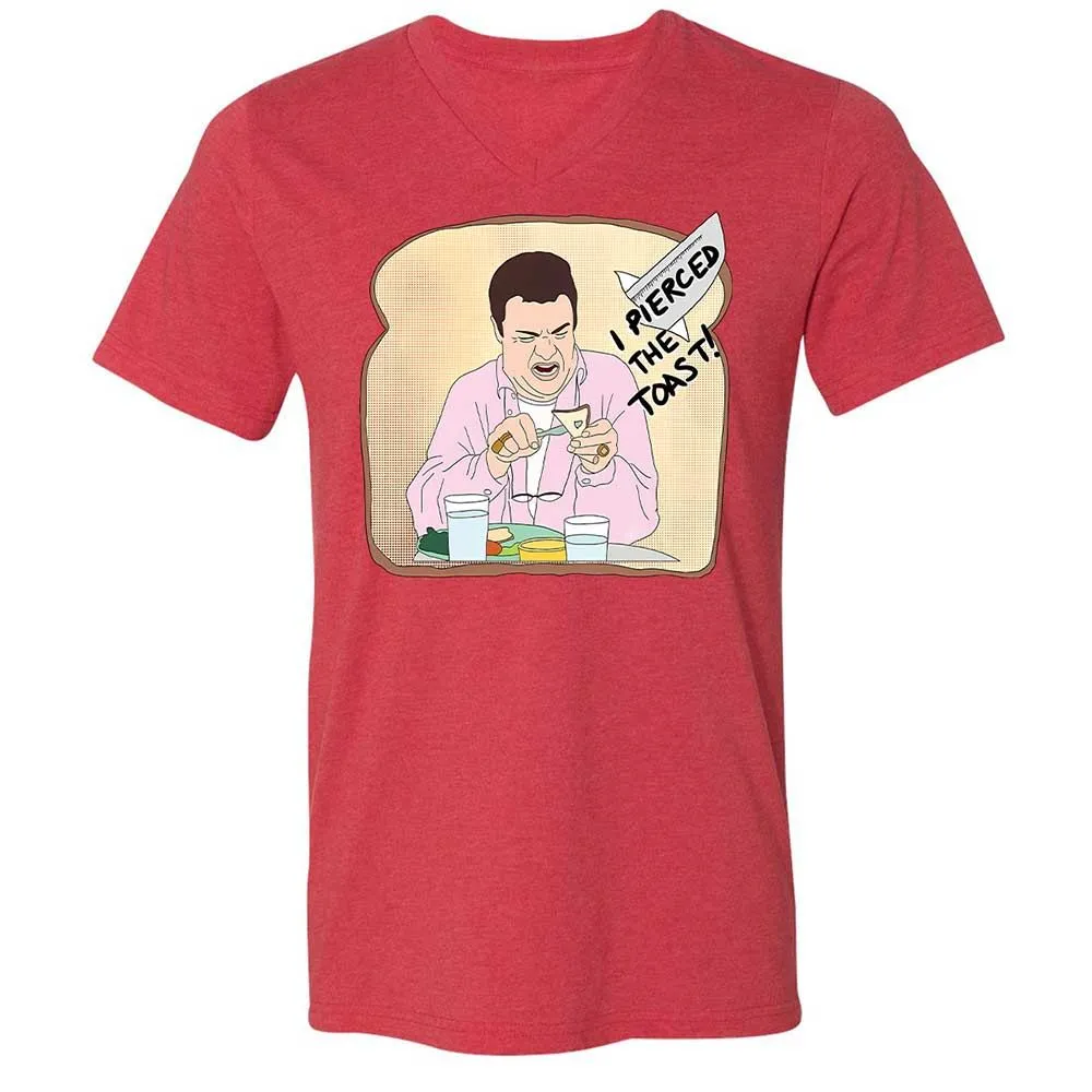 Unisex V-Neck T-Shirt - BRLLBDFF - Heather Red - 6