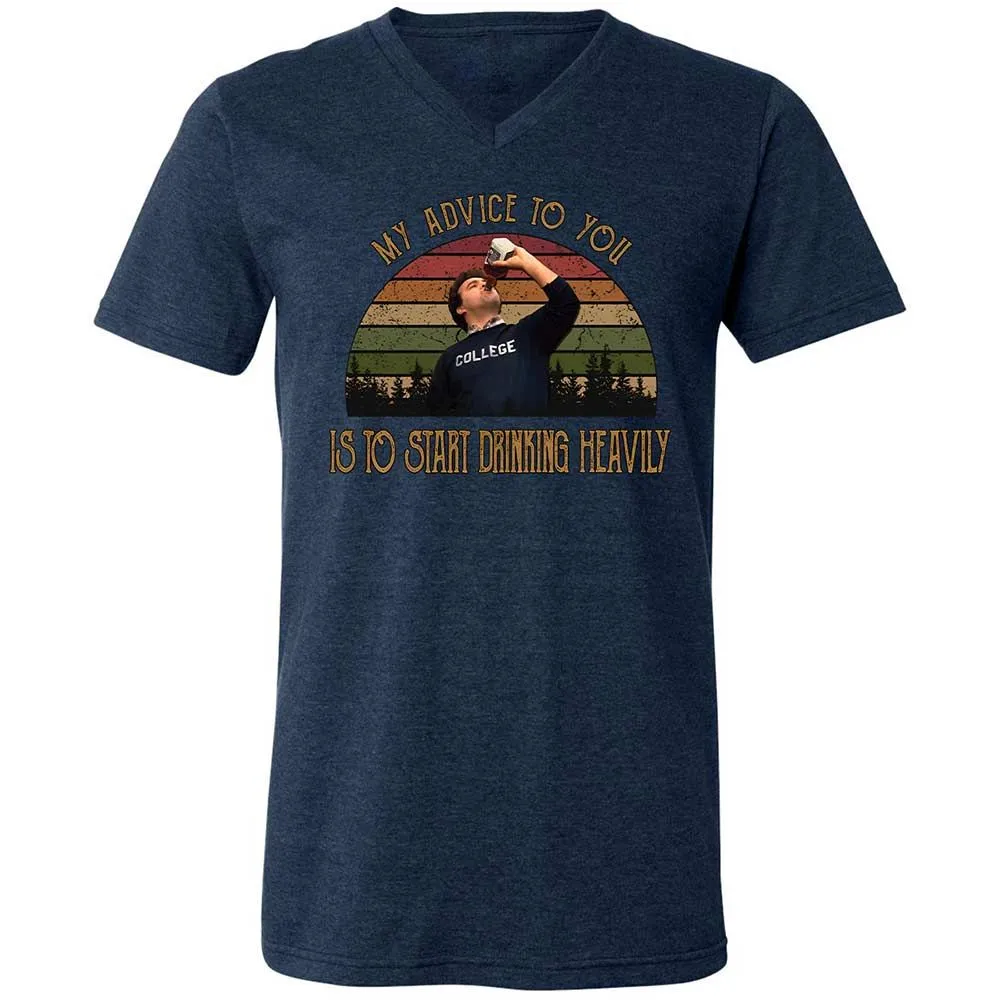 Unisex V-Neck T-Shirt - 6C3ECR4M - Heather Navy - 3