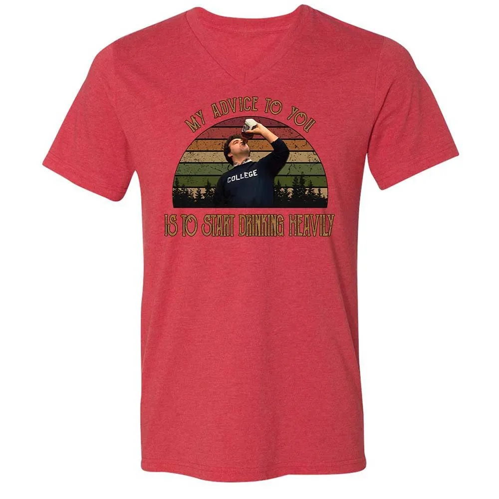 Unisex V-Neck T-Shirt - 6C3ECR4M - Heather Red - 7