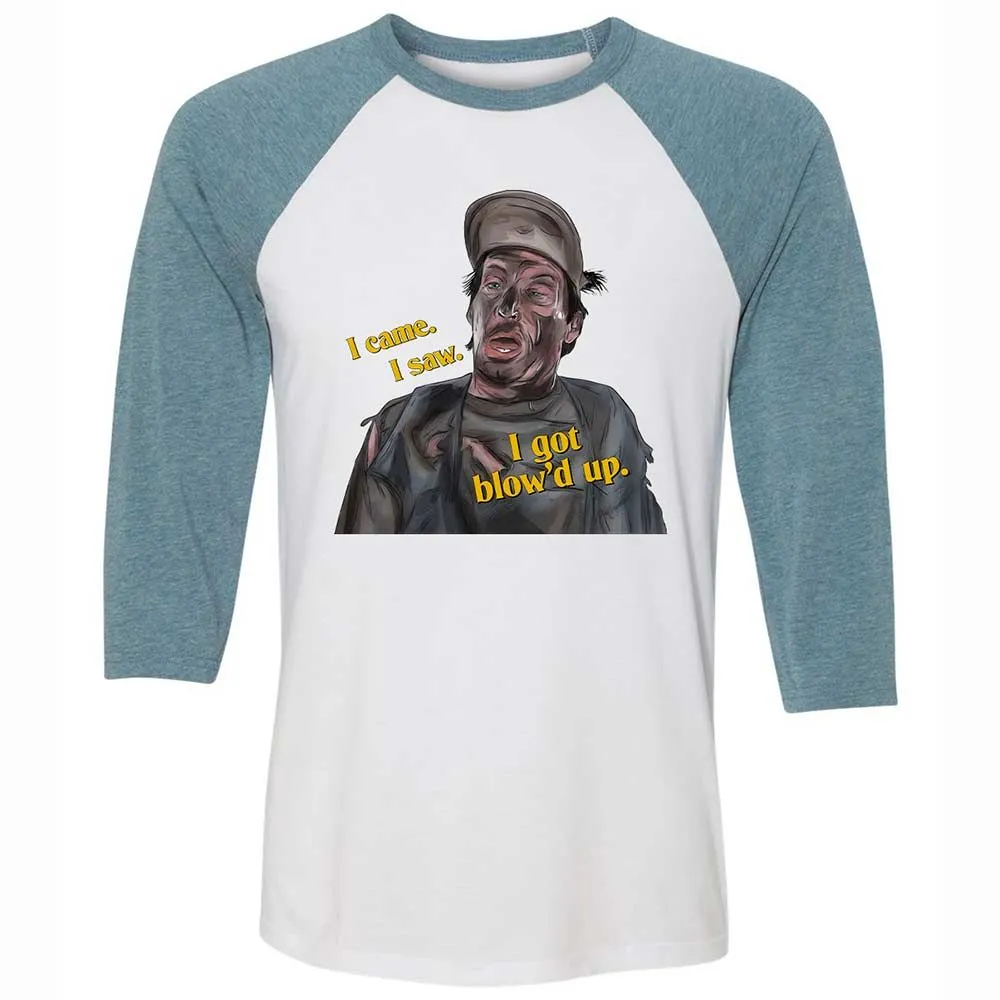 Unisex 3/4 Baseball Tee - UPMUEFS3 - White/Denim - 3