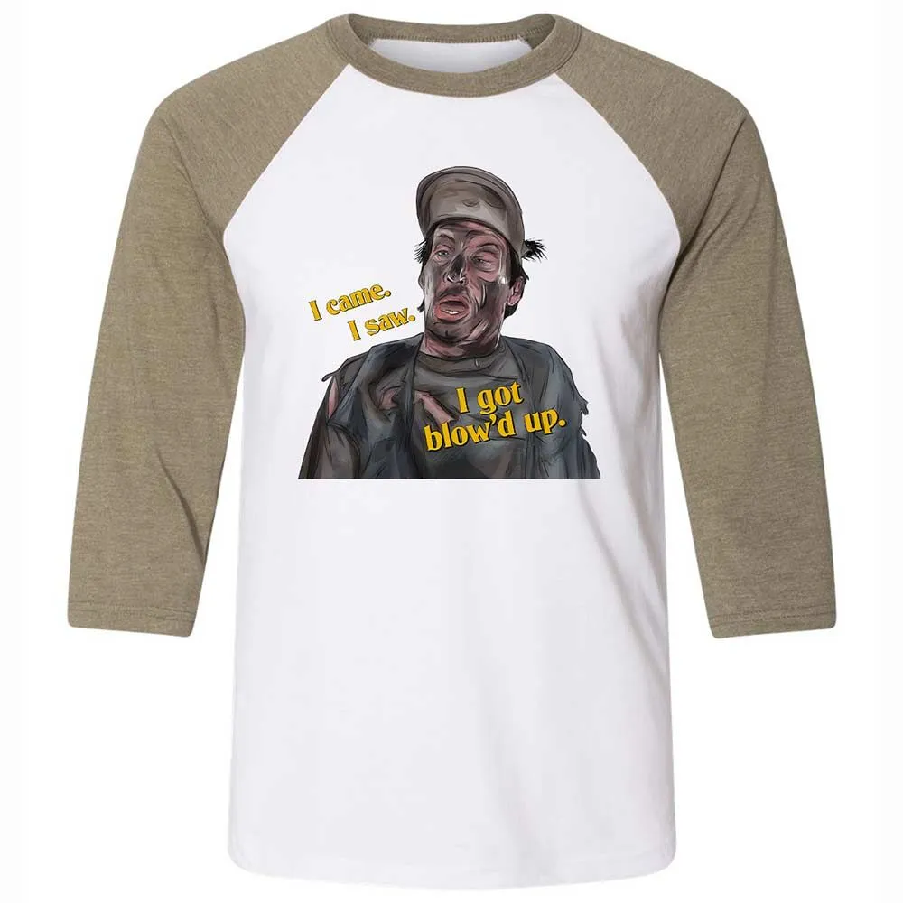 Unisex 3/4 Baseball Tee - UPMUEFS3 - White/Heather Olive - 4