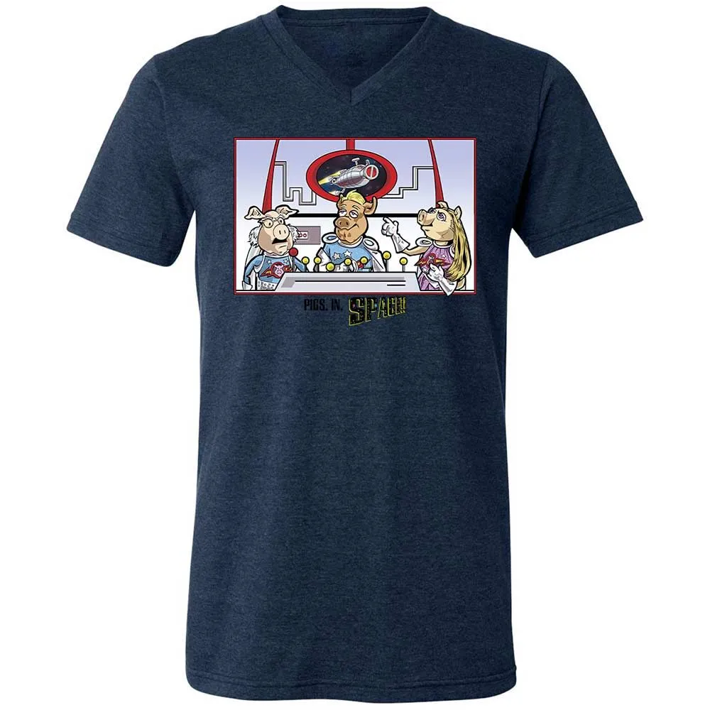 Unisex V-Neck T-Shirt - 1RYZ9RDN - Heather Navy - 13
