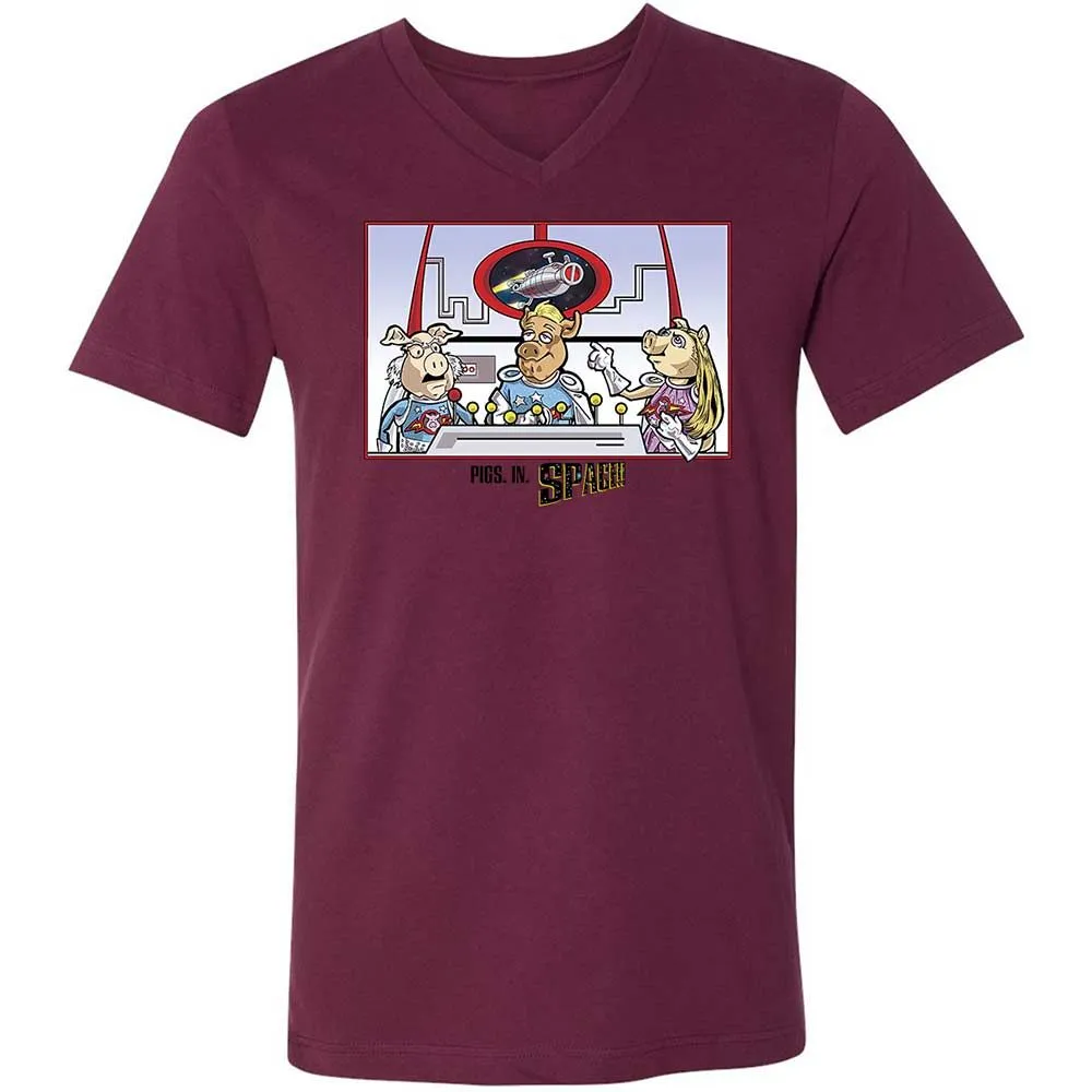 Unisex V-Neck T-Shirt - 1RYZ9RDN - Maroon - 14