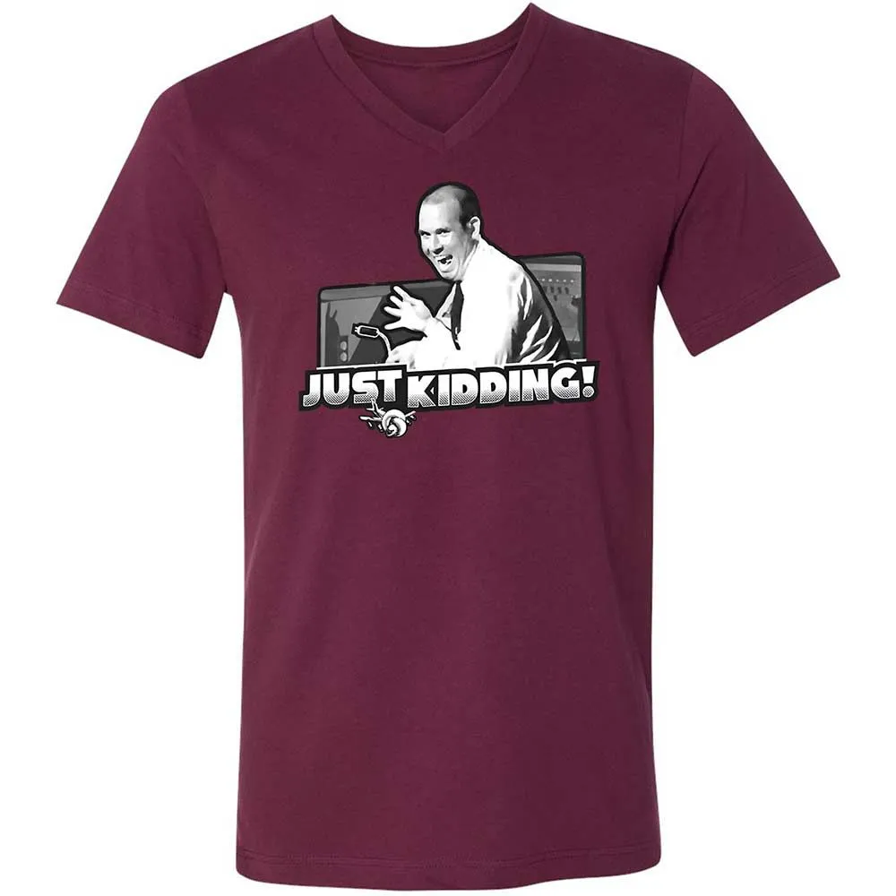 Unisex V-Neck T-Shirt - JZWFLF69 - Maroon - 14