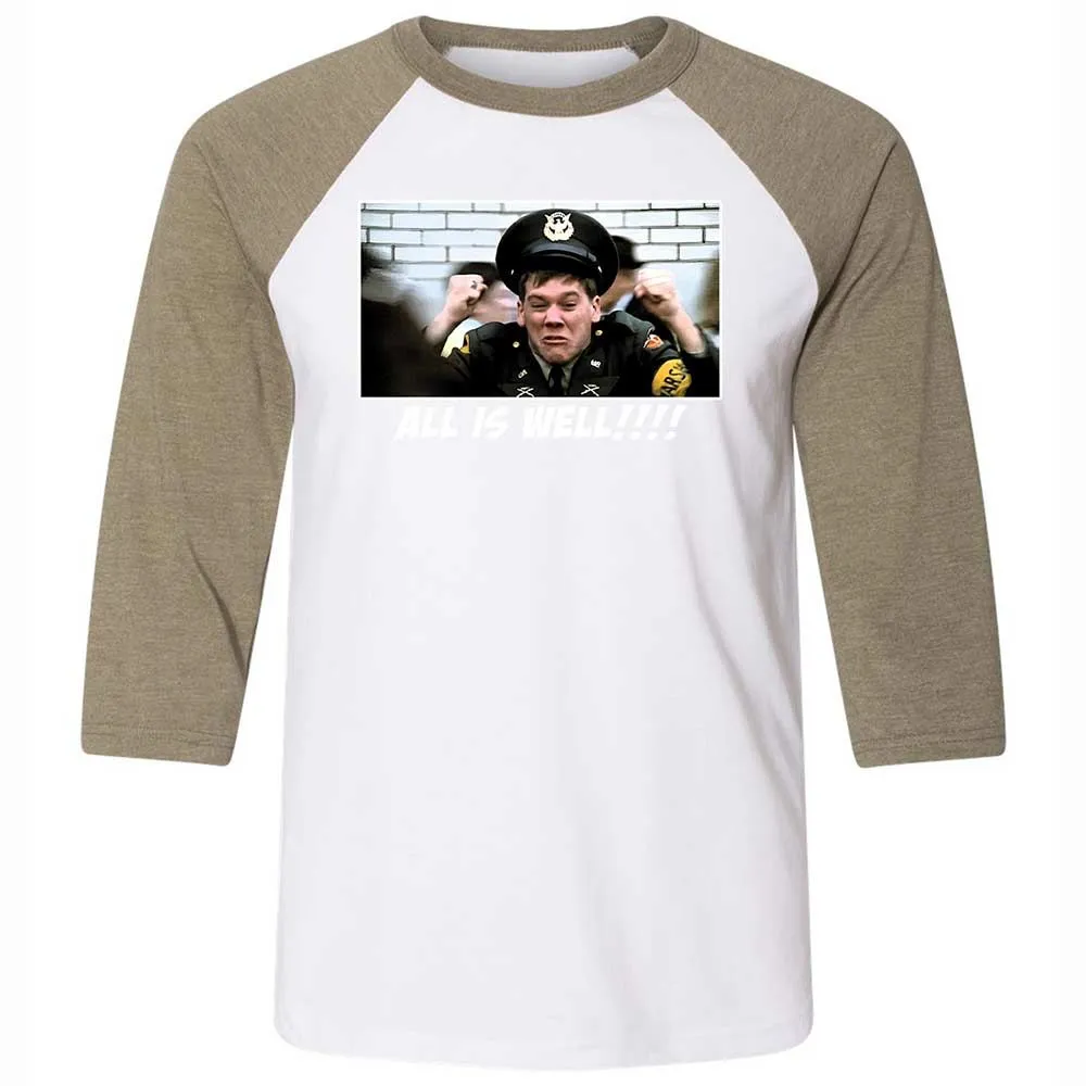 Unisex 3/4 Baseball Tee - ZE9NV7R1 - White/Heather Olive - 4