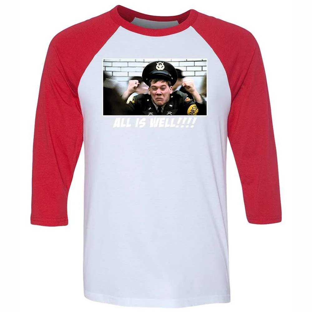 Unisex 3/4 Baseball Tee - ZE9NV7R1 - White/Red - 9