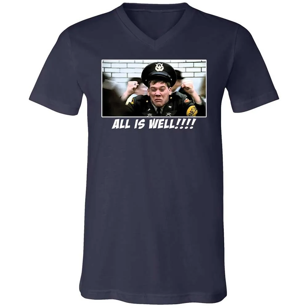 Unisex V-Neck T-Shirt - Q6XM7DZE - Navy - 2