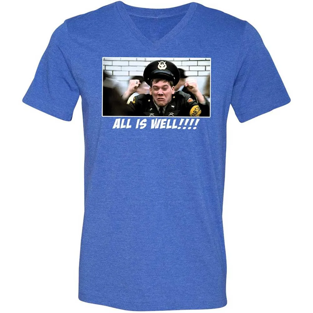 Unisex V-Neck T-Shirt - Q6XM7DZE - Heather True Royal - 5