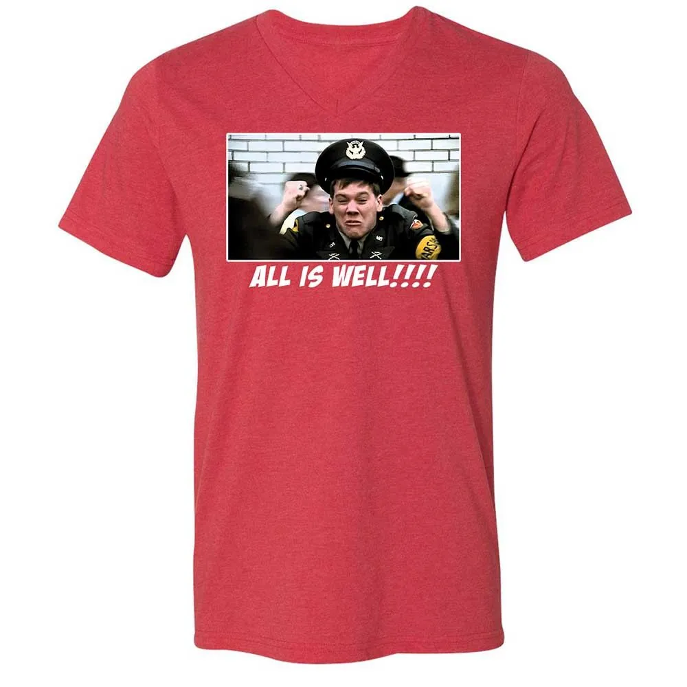 Unisex V-Neck T-Shirt - Q6XM7DZE - Heather Red - 7