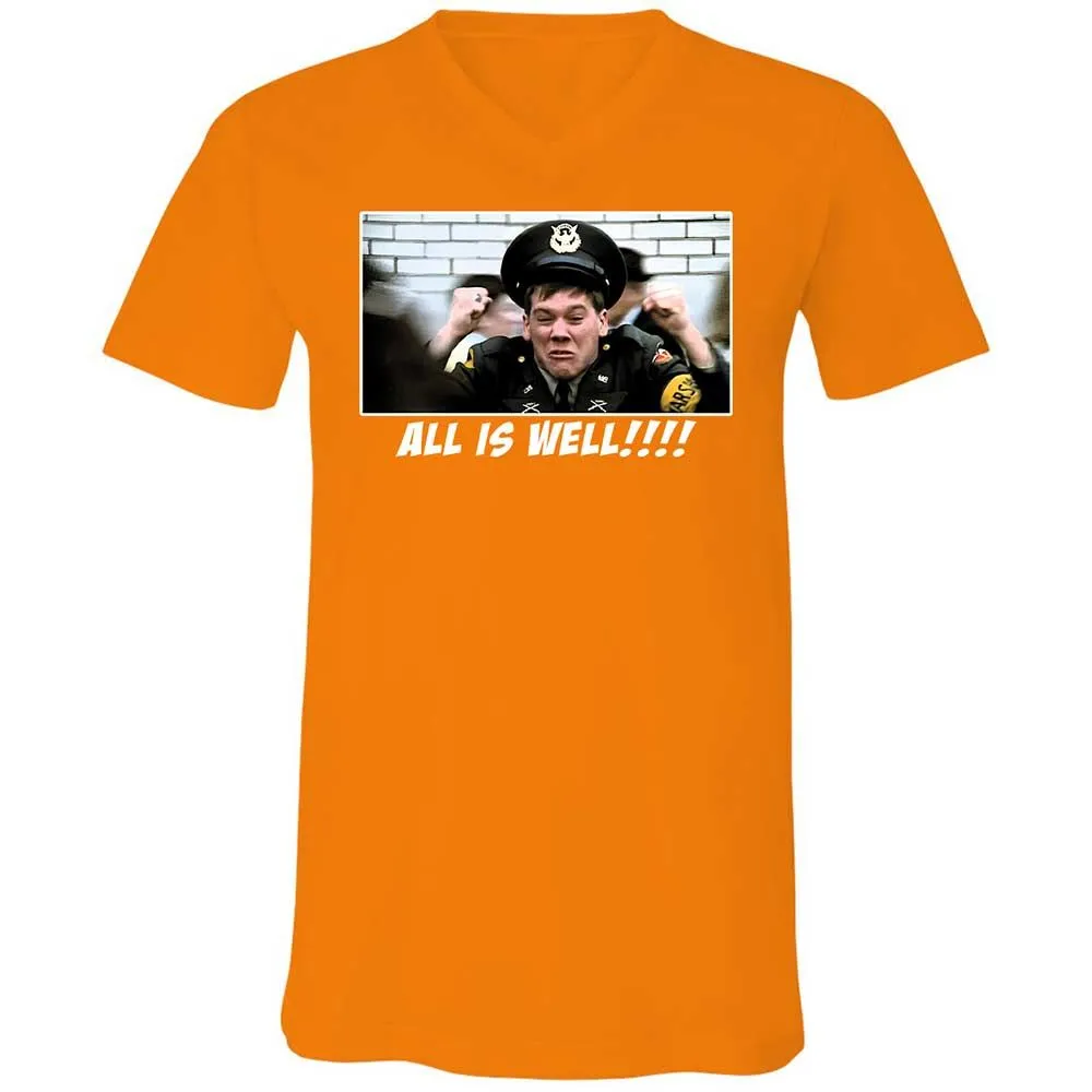 Unisex V-Neck T-Shirt - Q6XM7DZE - Orange - 12