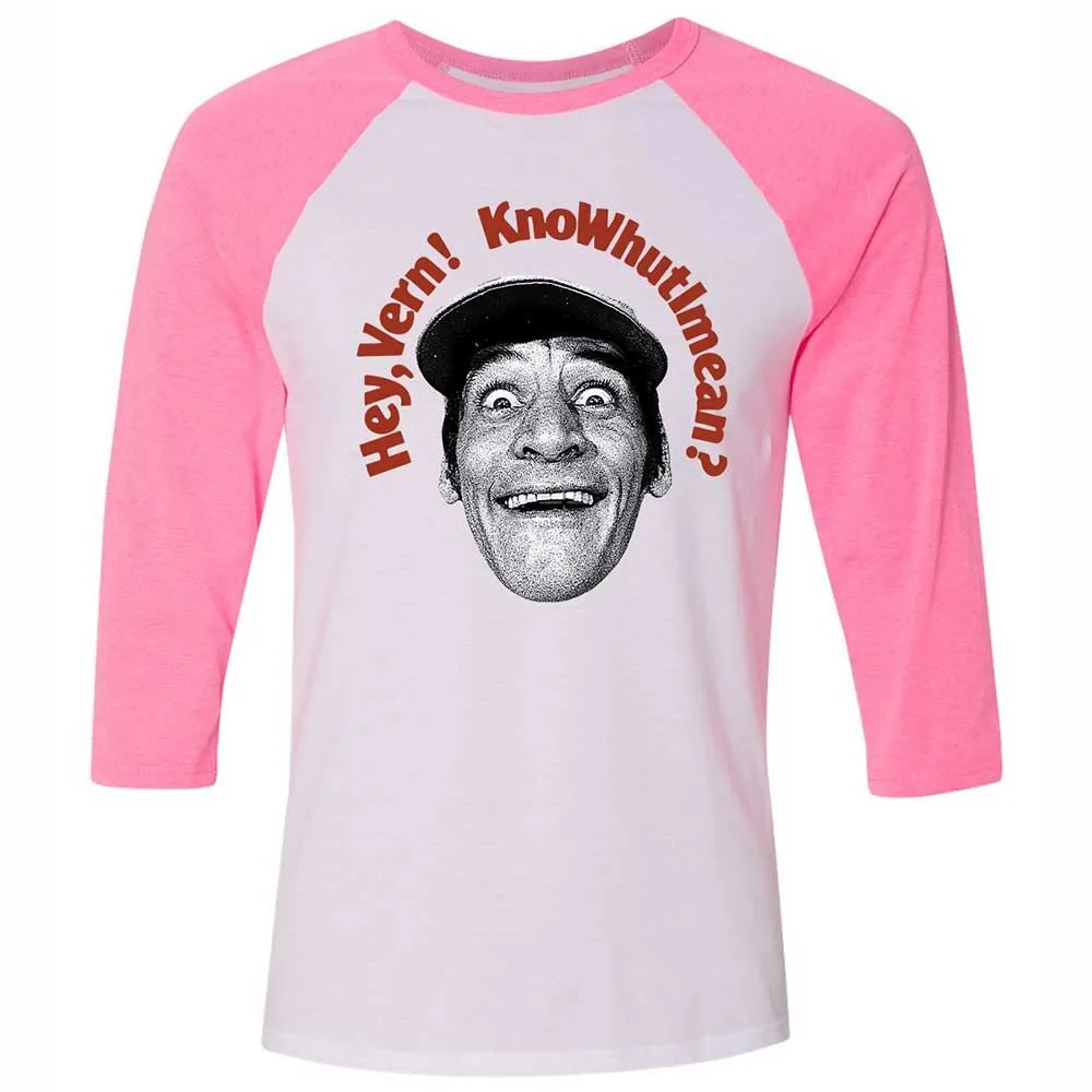 Unisex 3/4 Baseball Tee - XXH5D2YU - White/Neon Pink - 12