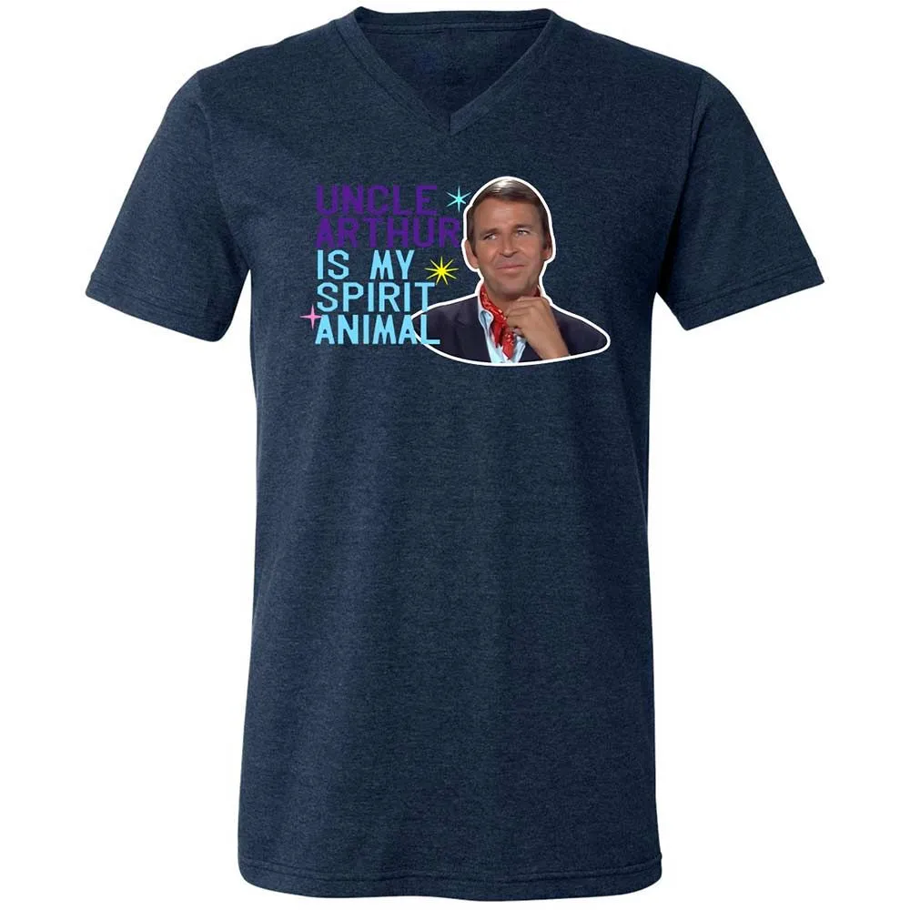 Unisex V-Neck T-Shirt - QBVG3XTZ - Heather Navy - 3