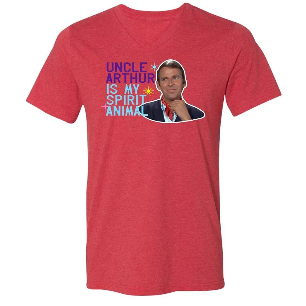 Unisex V-Neck T-Shirt - QBVG3XTZ - Heather Red - 7