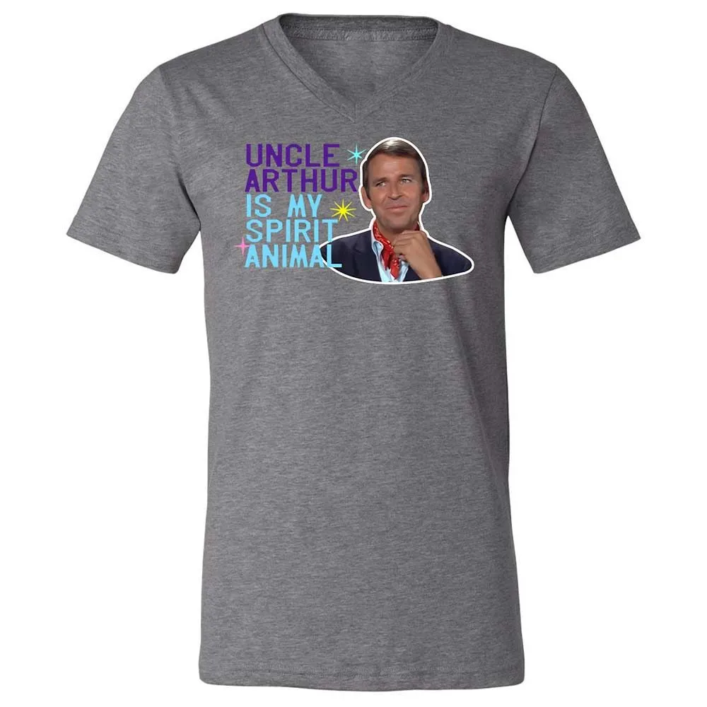 Unisex V-Neck T-Shirt - QBVG3XTZ - Deep Heather - 14
