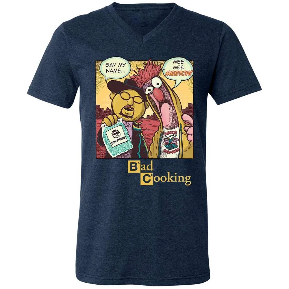 Unisex V-Neck T-Shirt - S8NCHHR7 - Heather Navy - 13