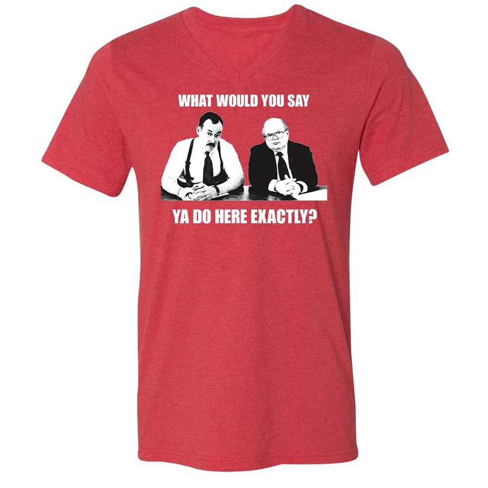 Unisex V-Neck T-Shirt - LJAEUEBJ - Heather Red - 7