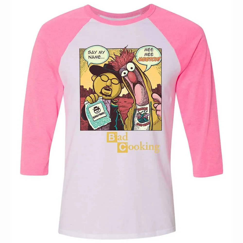 Unisex 3/4 Baseball Tee - EME9XMF1 - White/Neon Pink - 12