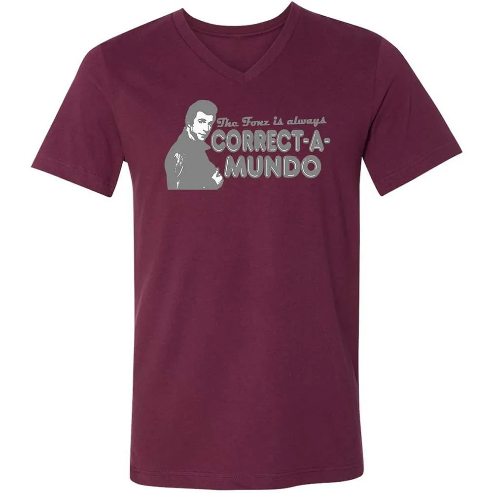 Unisex V-Neck T-Shirt - N1Q8UC2A - Maroon - 14