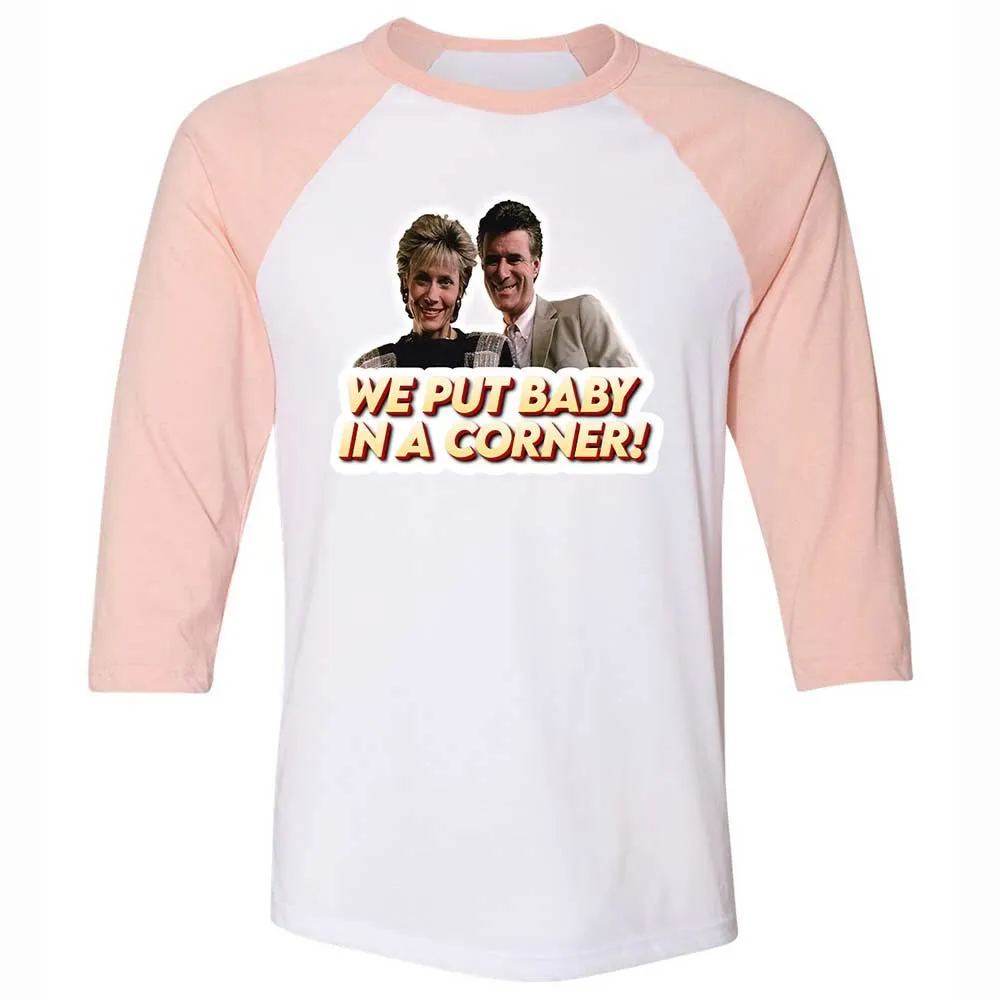 Unisex 3/4 Baseball Tee - Q5UBXTPM - White/Heather Peach - 5