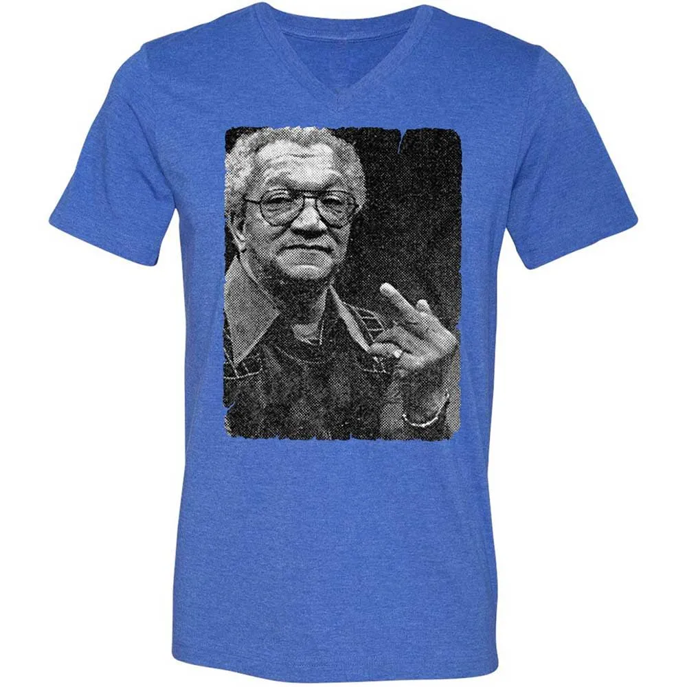 Unisex V-Neck T-Shirt - QSYYE7NS - Heather True Royal - 4