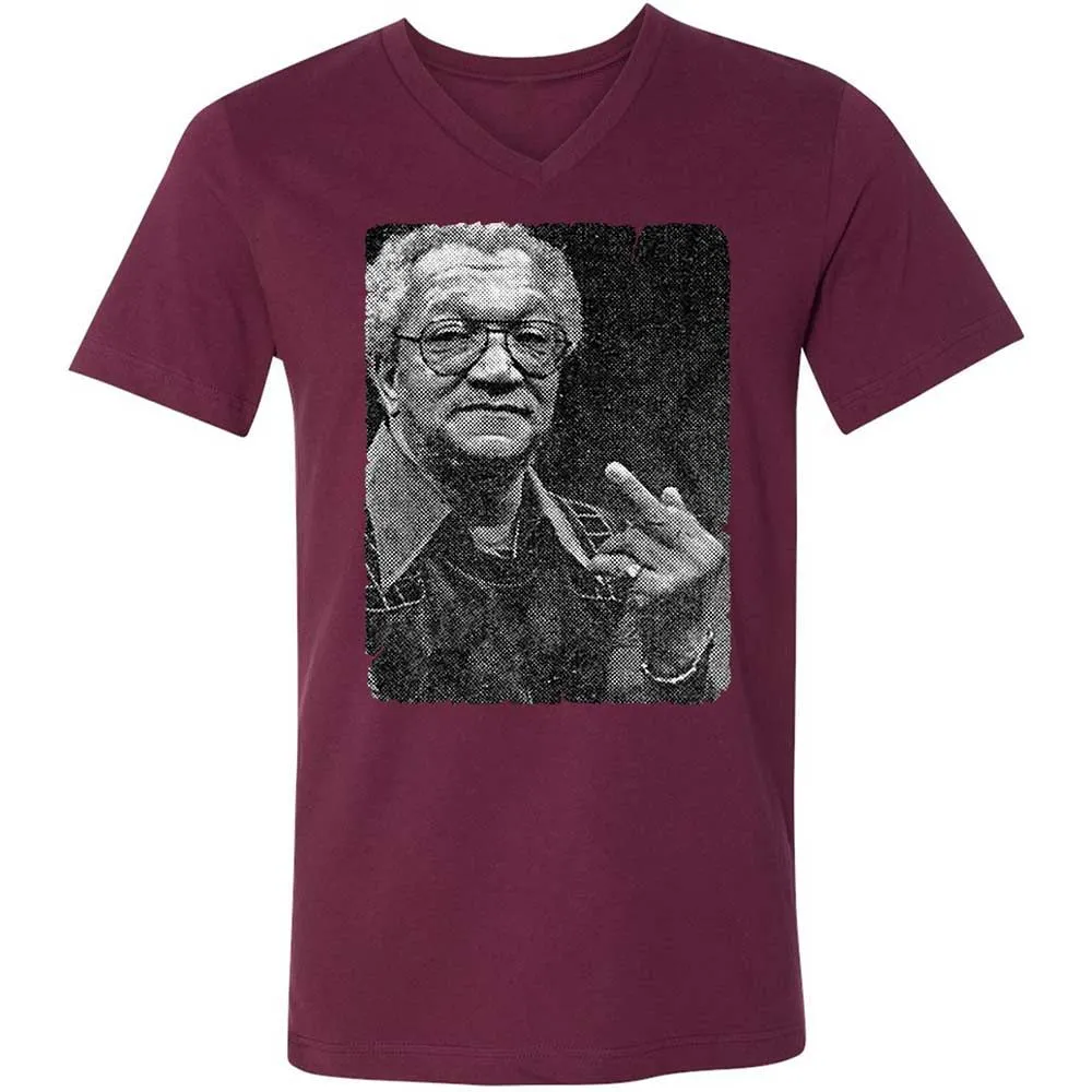 Unisex V-Neck T-Shirt - QSYYE7NS - Maroon - 14