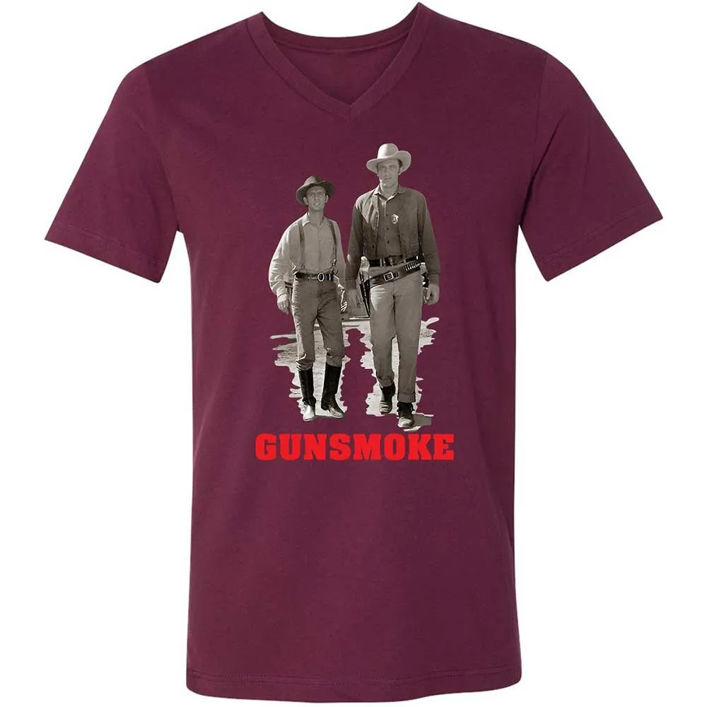 Unisex V-Neck T-Shirt - J6JGGQX9 - Maroon - 8