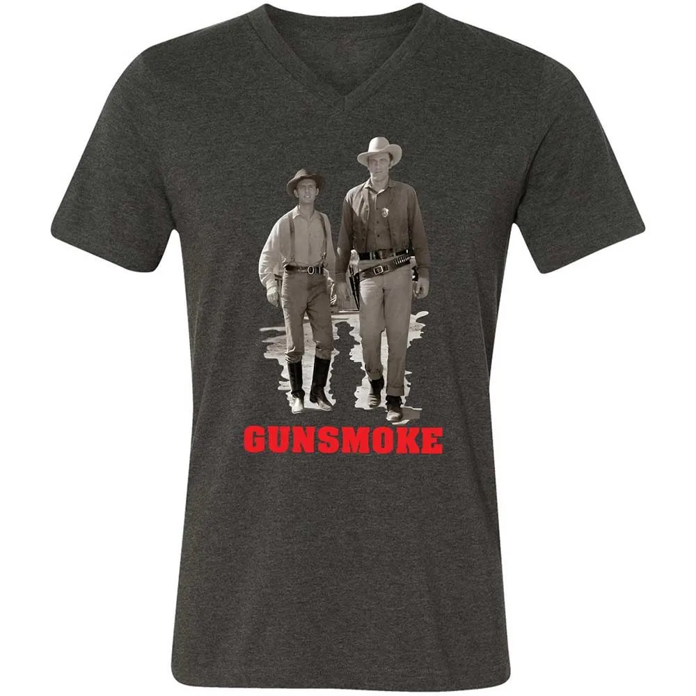 Unisex V-Neck T-Shirt - J6JGGQX9 - Dark Grey Heather - 9