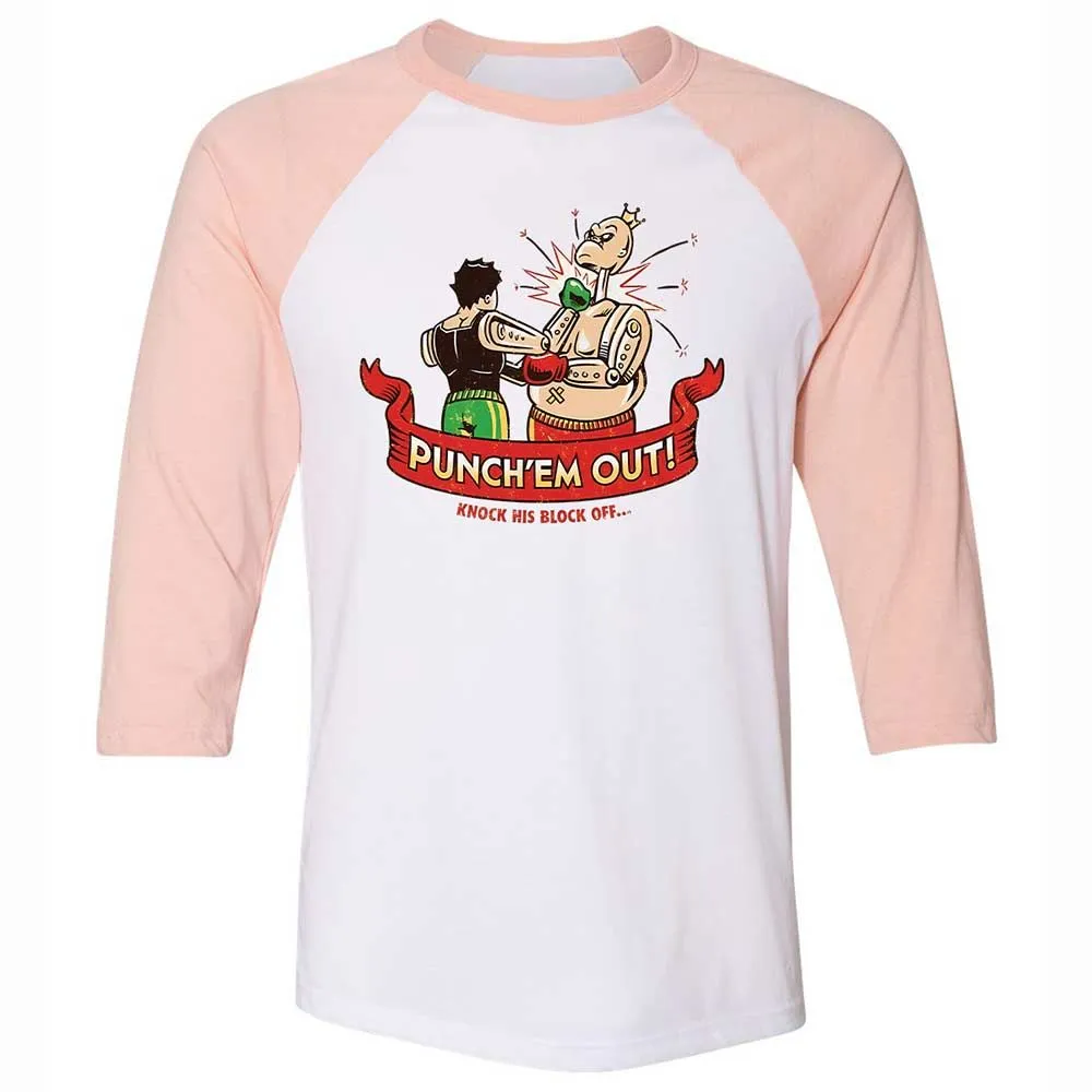 Unisex 3/4 Baseball Tee - JDHDNJ78 - White/Heather Peach - 5