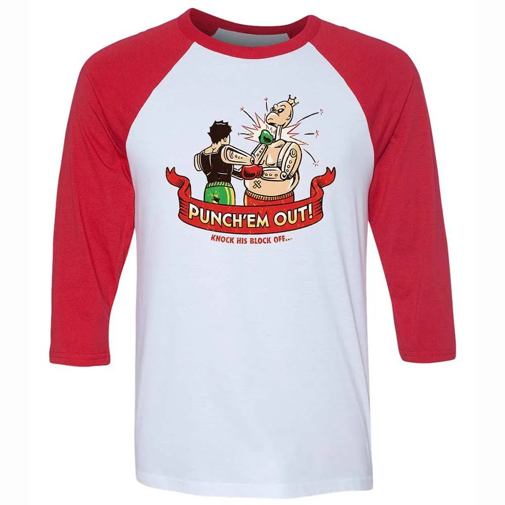 Unisex 3/4 Baseball Tee - JDHDNJ78 - White/Red - 9