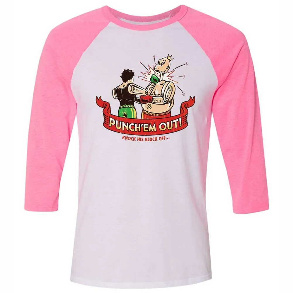 Unisex 3/4 Baseball Tee - JDHDNJ78 - White/Neon Pink - 12