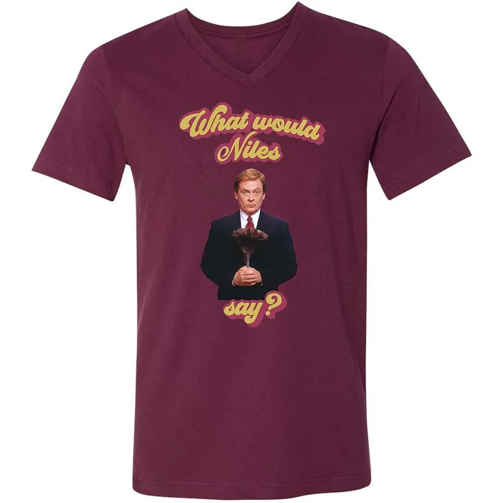 Unisex V-Neck T-Shirt - Y1XXTTVB - Maroon - 14