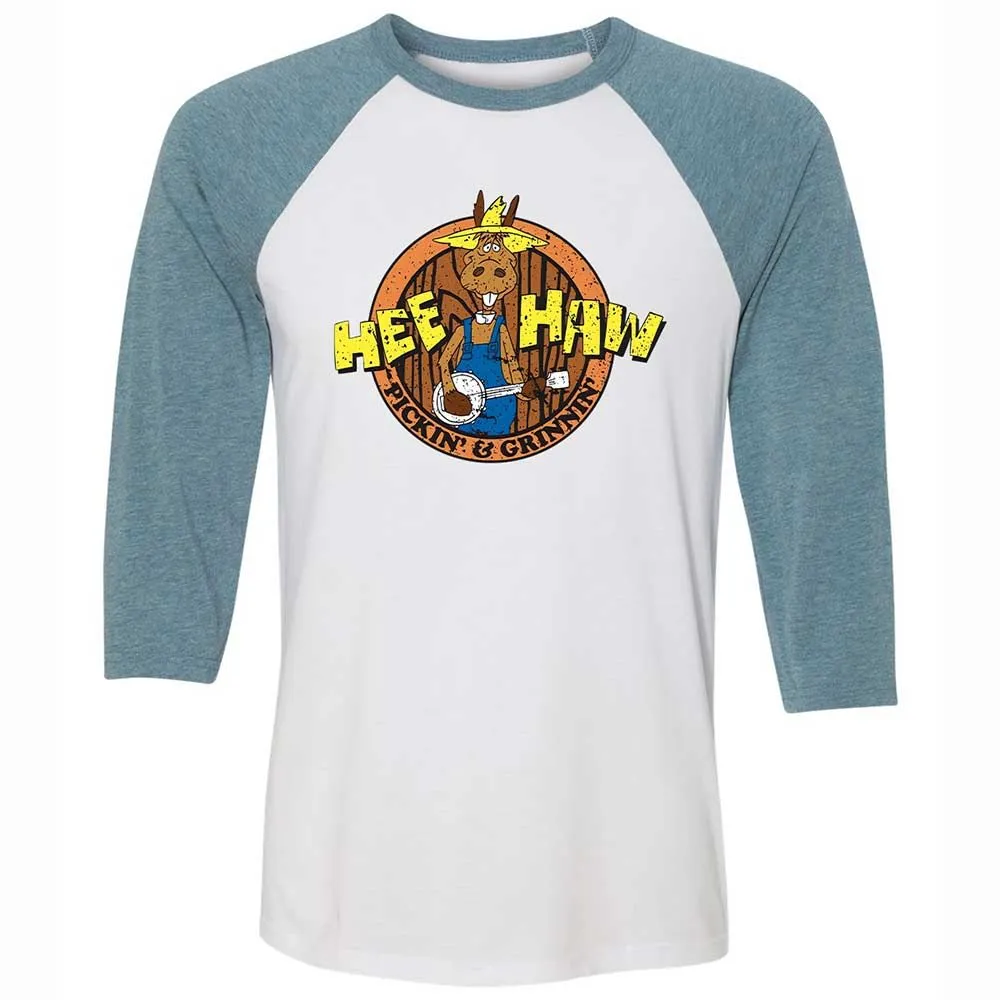 Unisex 3/4 Baseball Tee - GZ58RLU9 - White/Denim - 3
