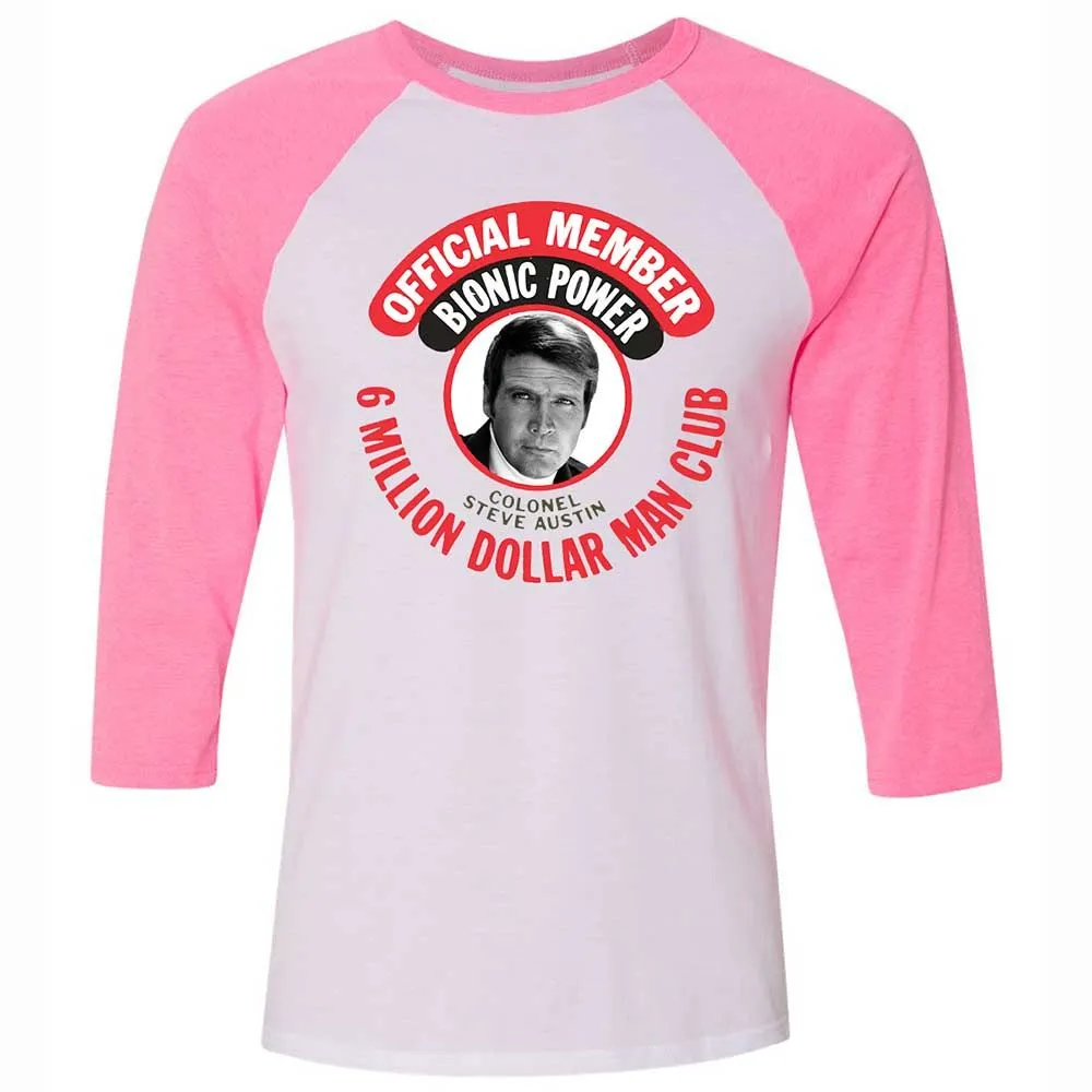 Unisex 3/4 Baseball Tee - KY1M2YQ9 - White/Neon Pink - 12