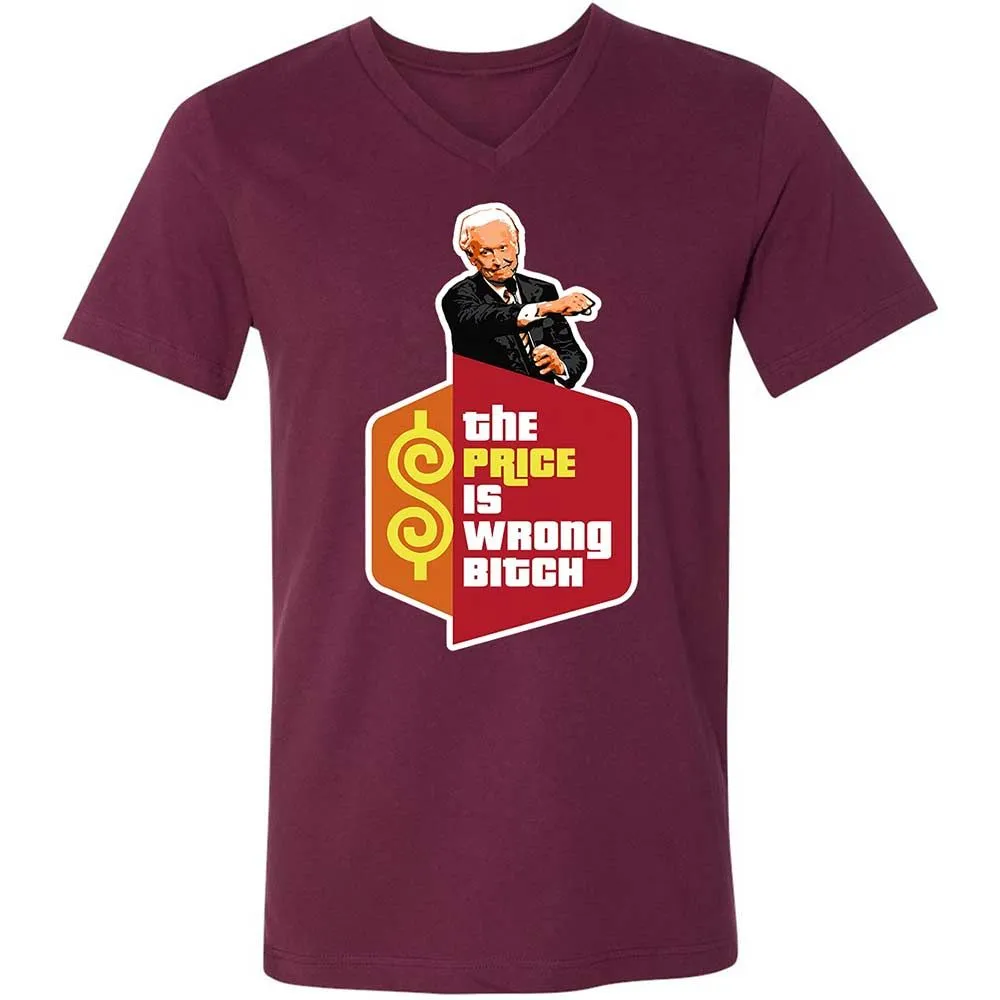 Unisex V-Neck T-Shirt - BS3J9KMJ - Maroon - 8