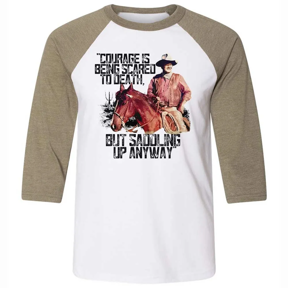 Courage is being scared to death, but saddling up anyway - White/Heather Olive - 4