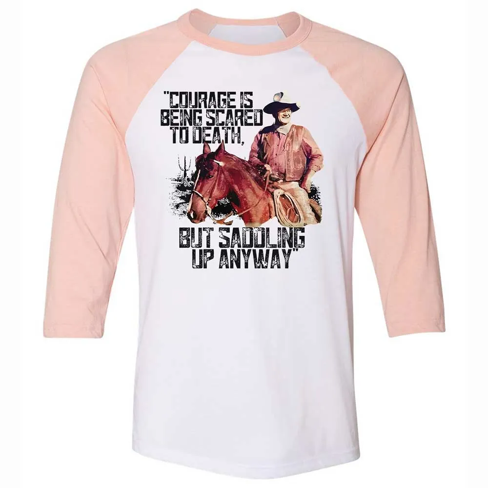 Courage is being scared to death, but saddling up anyway - White/Heather Peach - 5