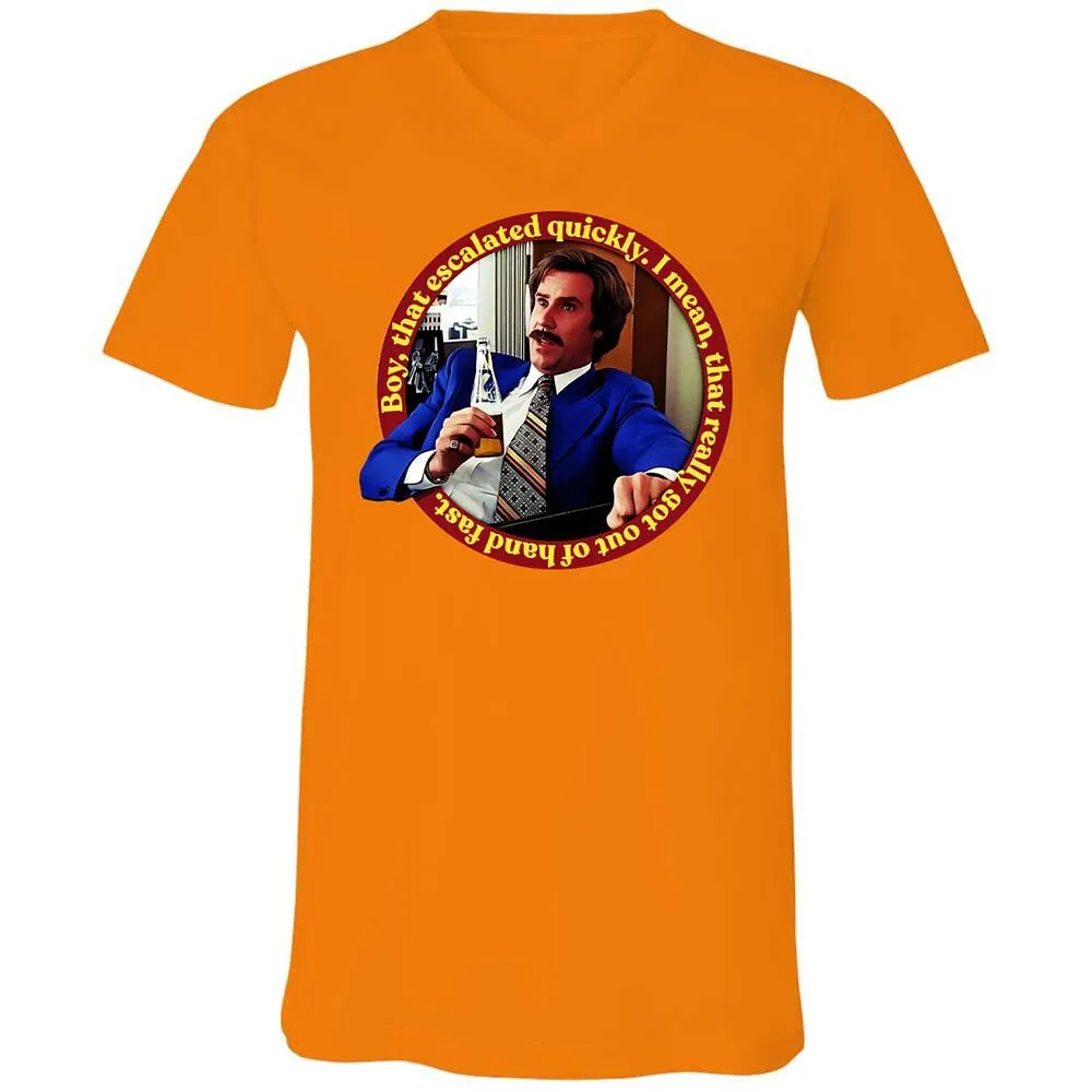 Unisex V-Neck T-Shirt - HZVBRTN8 - Orange - 7