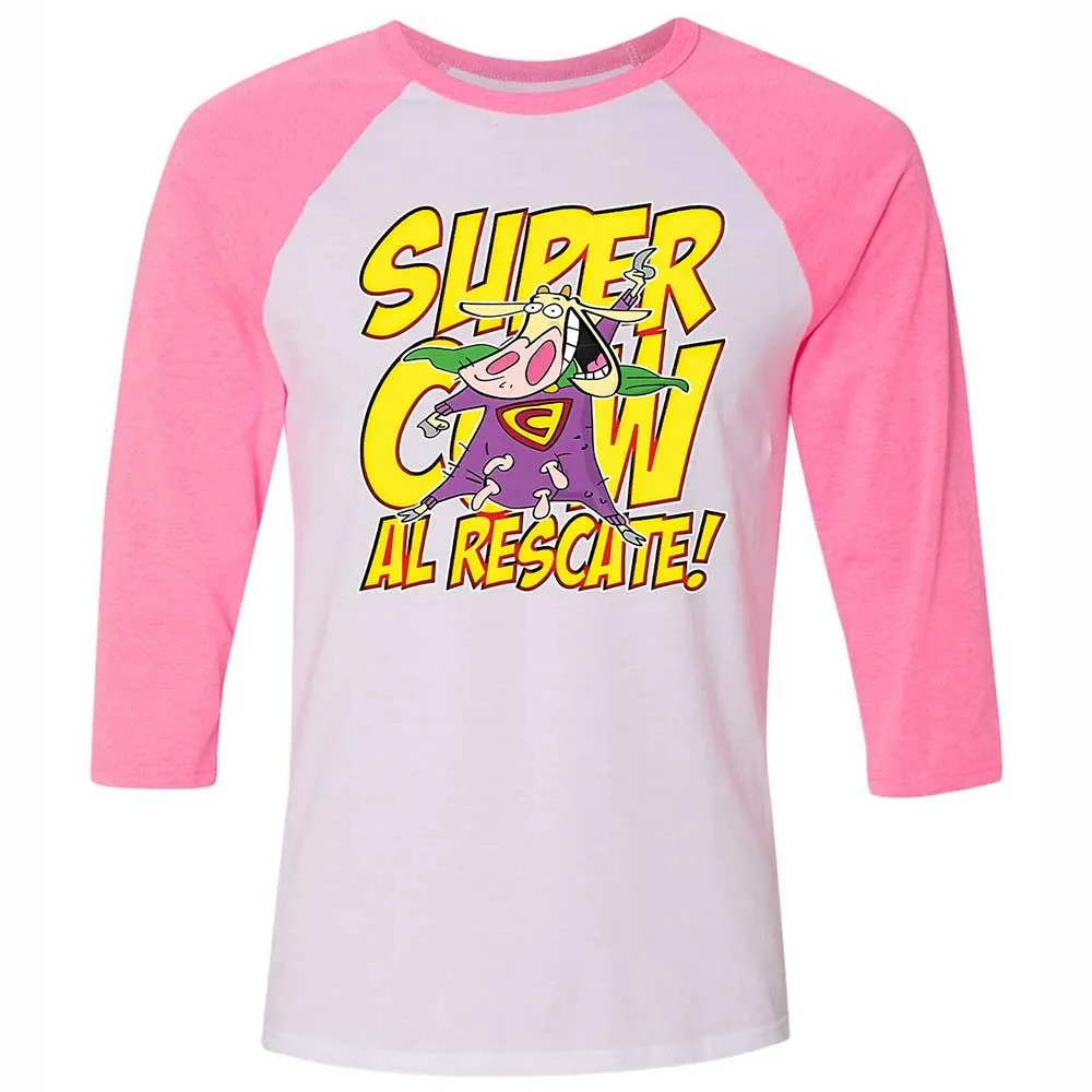 Unisex 3/4 Baseball Tee - YZU2FRMK - White/Neon Pink - 12