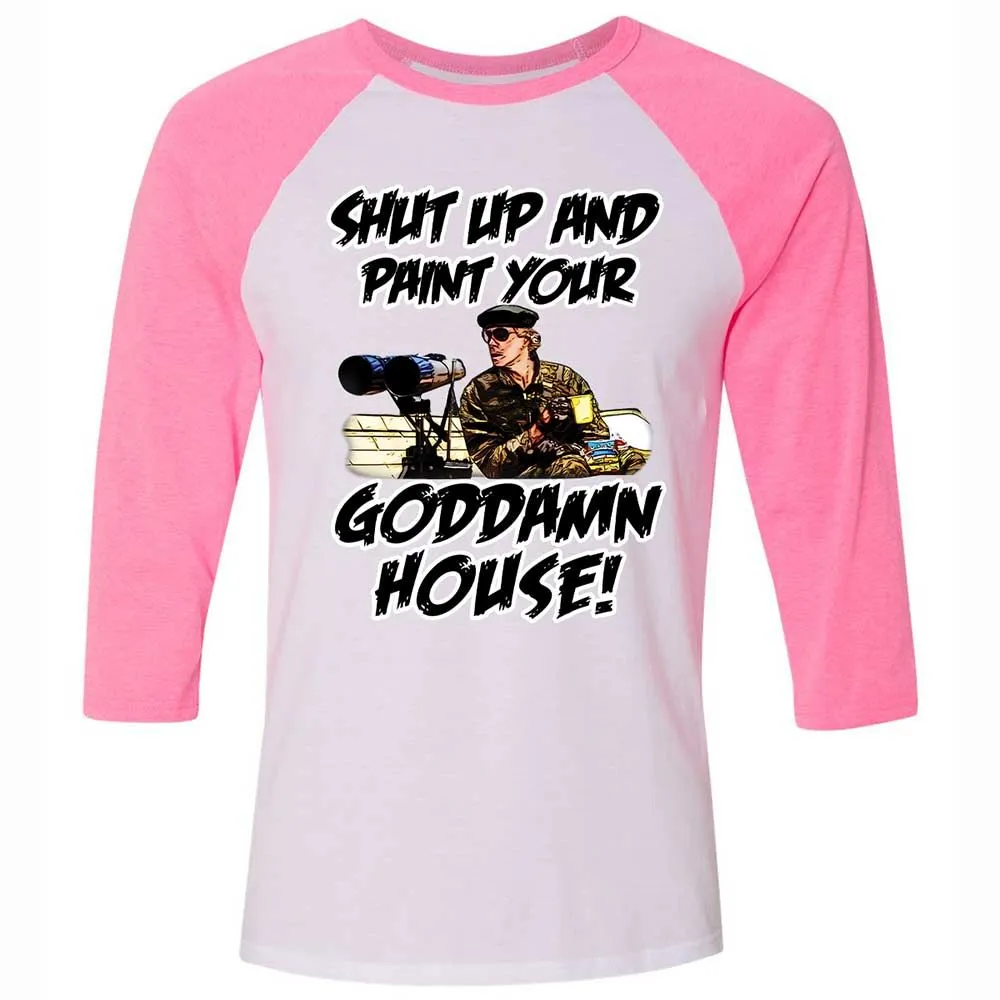 Unisex 3/4 Baseball Tee - QE7K7M6B - White/Neon Pink - 12