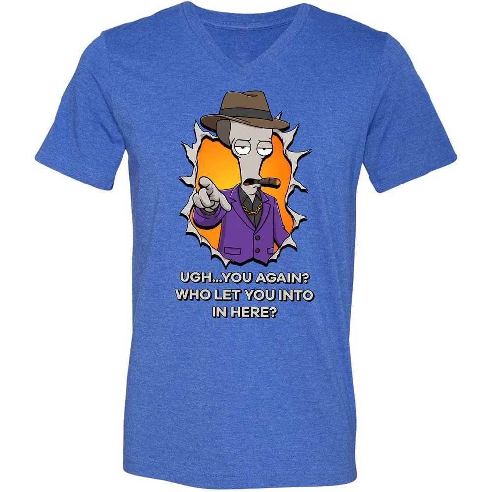 Unisex V-Neck T-Shirt - BXRKX8ND - Heather True Royal - 4