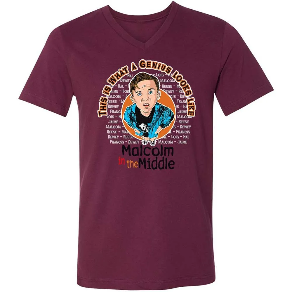 Unisex V-Neck T-Shirt - 2HJKEGH7 - Maroon - 14