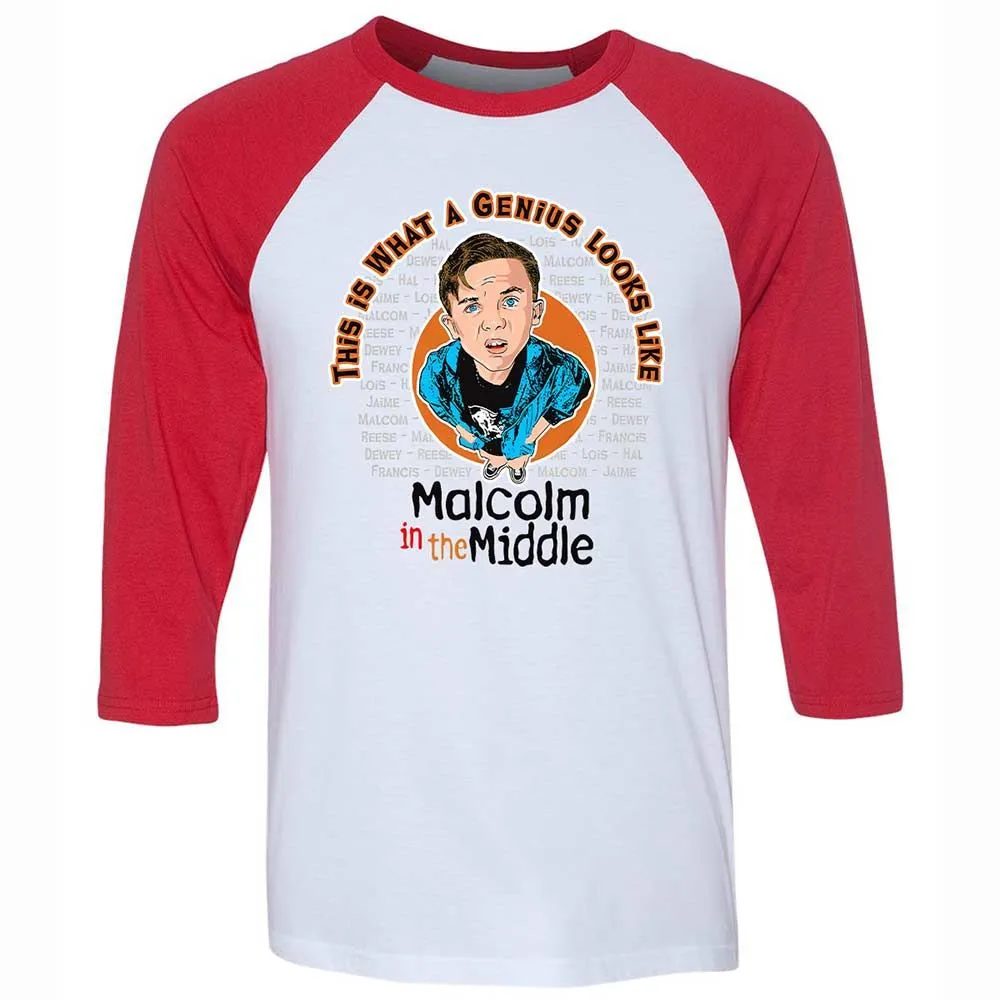 Unisex 3/4 Baseball Tee - D4UV7D98 - White/Red - 9