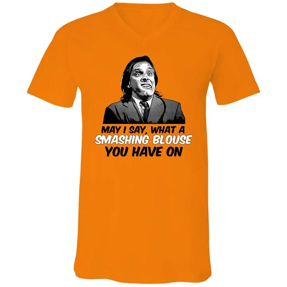 Unisex V-Neck T-Shirt - 1C83F6LN - Orange - 7