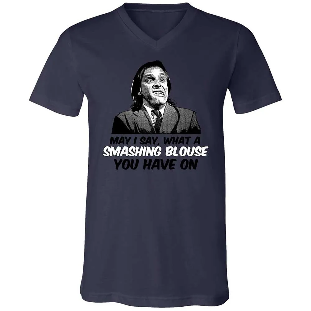Unisex V-Neck T-Shirt - 1C83F6LN - Navy - 12