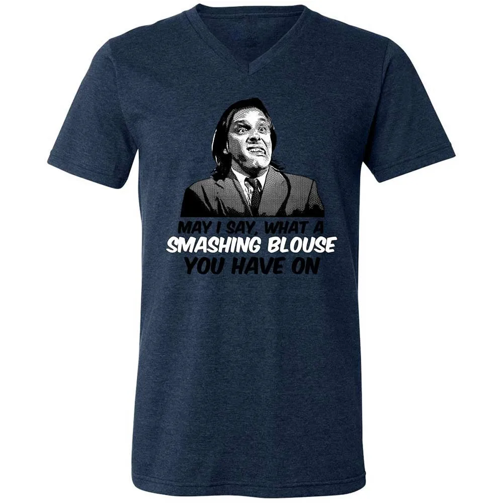 Unisex V-Neck T-Shirt - 1C83F6LN - Heather Navy - 13