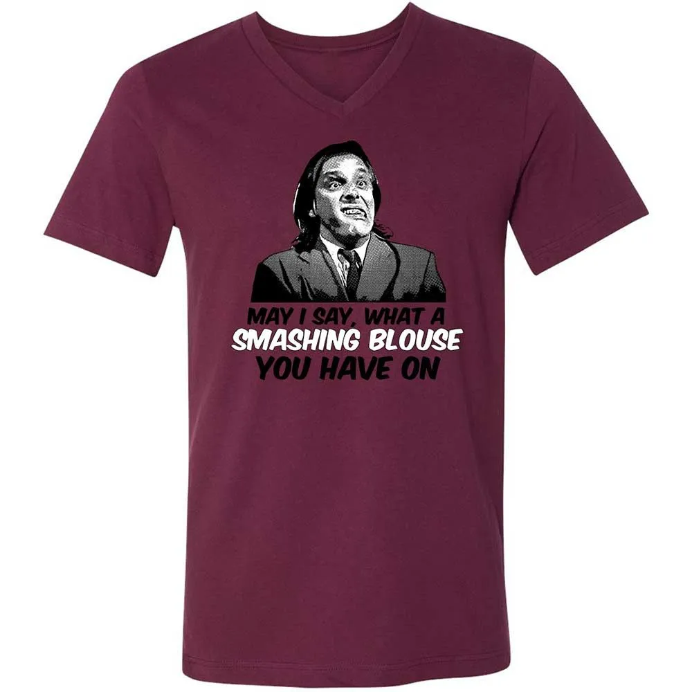 Unisex V-Neck T-Shirt - 1C83F6LN - Maroon - 14
