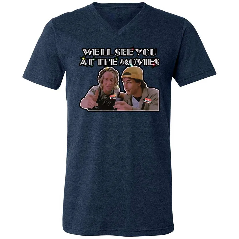 Unisex V-Neck T-Shirt - NZAJ9W88 - Heather Navy - 3