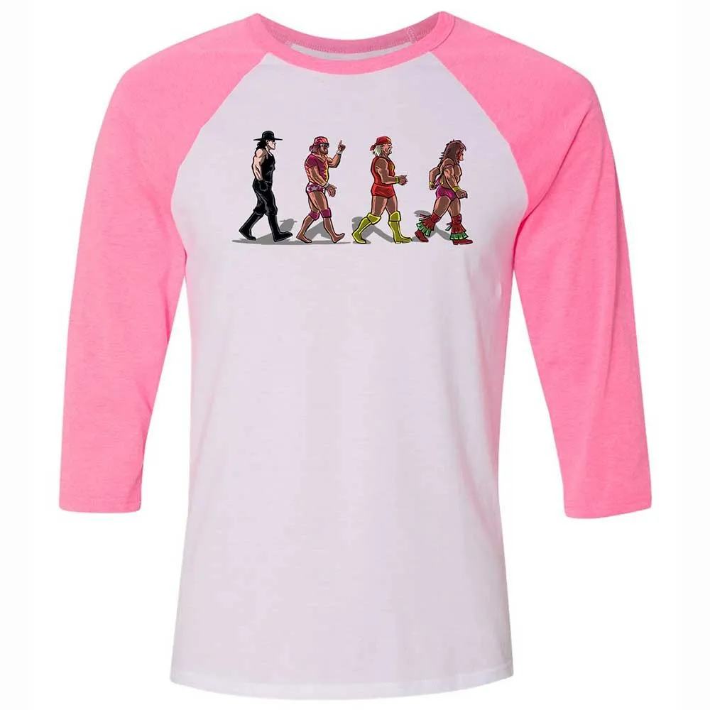 Unisex 3/4 Baseball Tee - KKHLNZA2 - White/Neon Pink - 12
