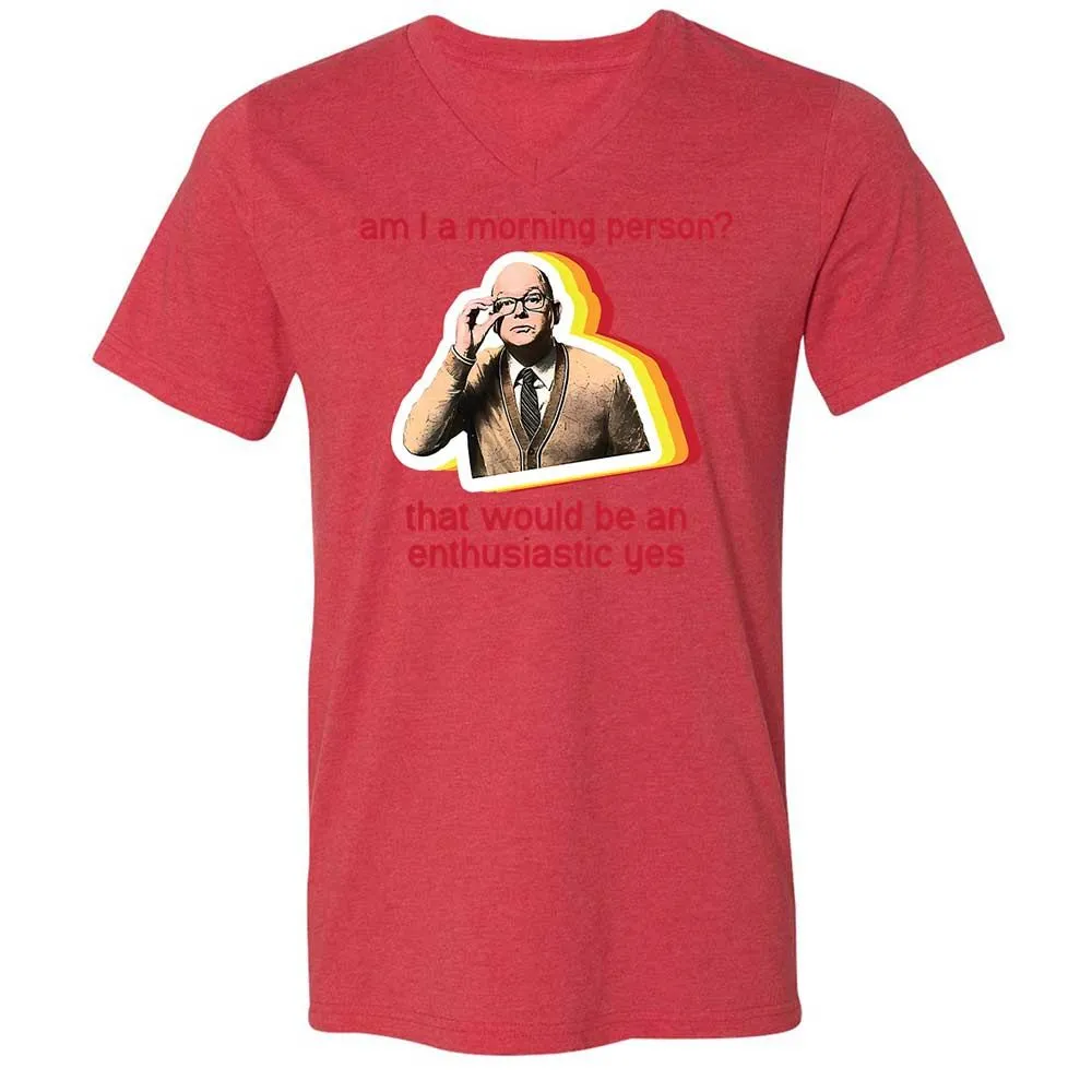 Unisex V-Neck T-Shirt - RNNHSPC7 - Heather Red - 7